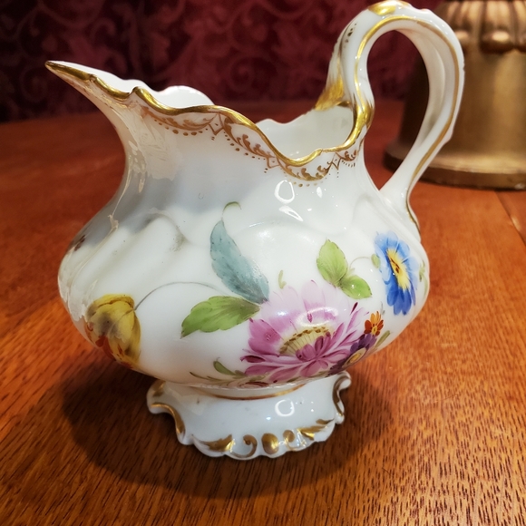 Dresden Creamer Richard Klemm Germany floral Bailey Banks Biddle - Picture 2 of 13